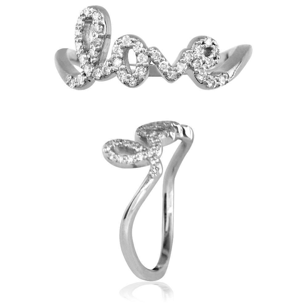 Script Love Ring, Round Diamonds, 0.17CT in 14k White Gold