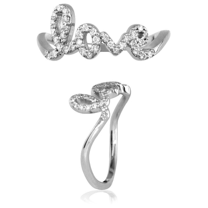 Script Love Ring, Round Diamonds, 0.17CT in 14k White Gold