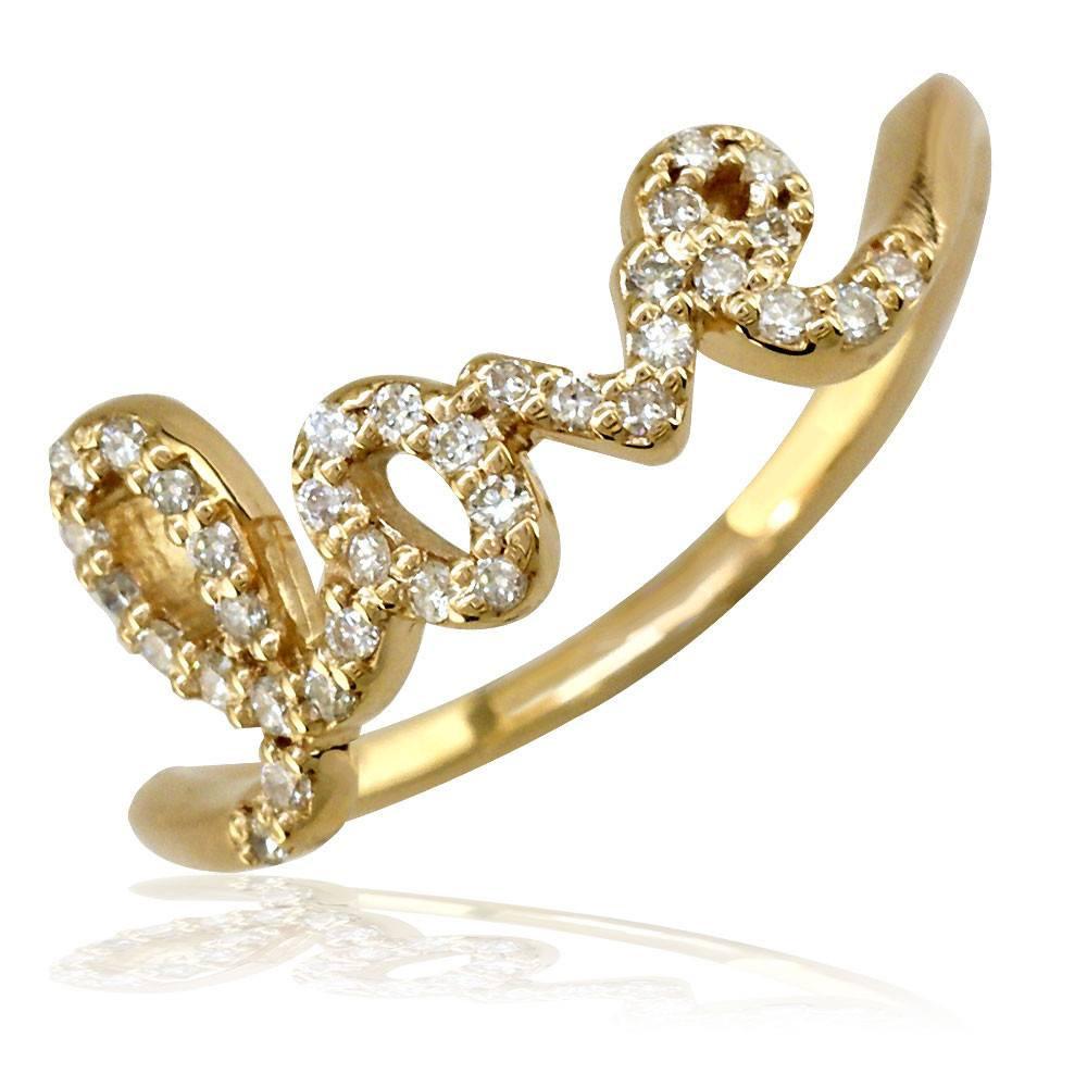 Script Love Ring, Round Diamonds, 0.17CT in 14k Yellow Gold