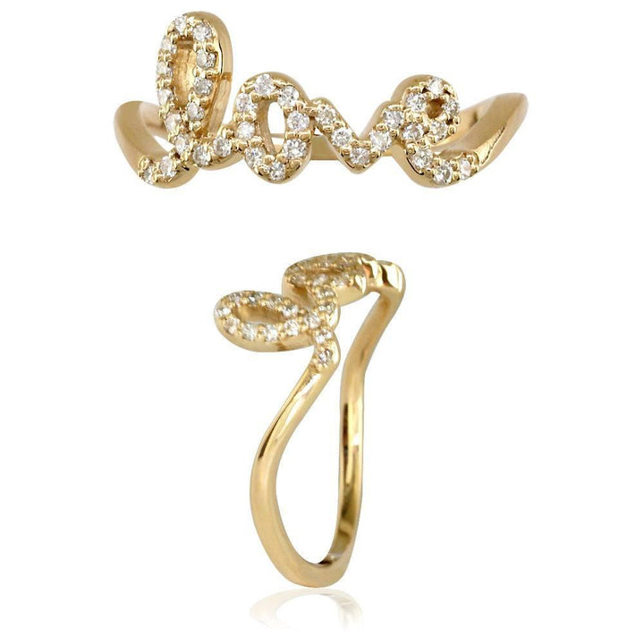 Script Love Ring, Round Diamonds, 0.17CT in 14k Yellow Gold