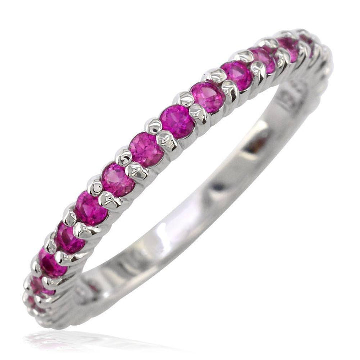 Pink Sapphire Band, 0.70CT in 14k White Gold