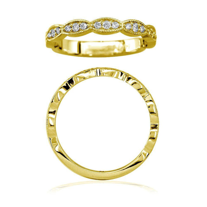 Round Diamonds Scalloped Wedding Band, 0.25CT in 14k Yellow Gold