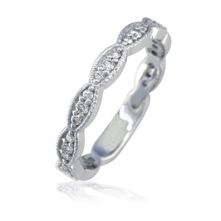 Round Diamonds Scalloped Wedding Band, 0.32CT in 14k White Gold