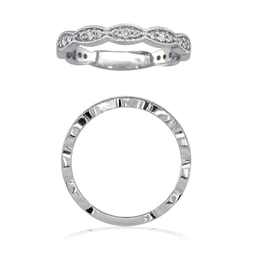Round Diamonds Scalloped Wedding Band, 0.32CT in 14k White Gold