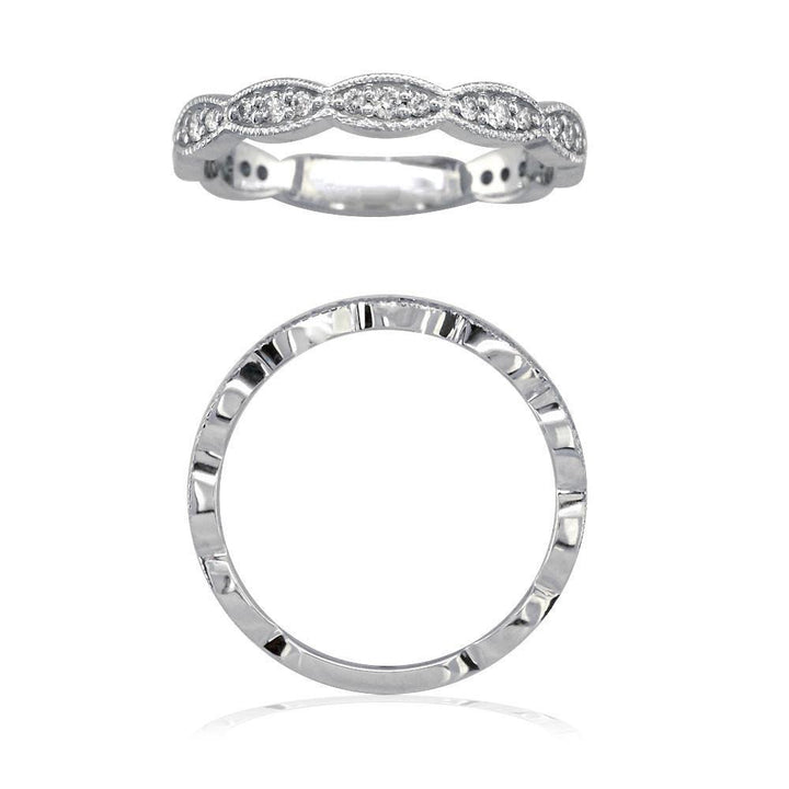 Round Diamonds Scalloped Wedding Band, 0.32CT in 14k White Gold