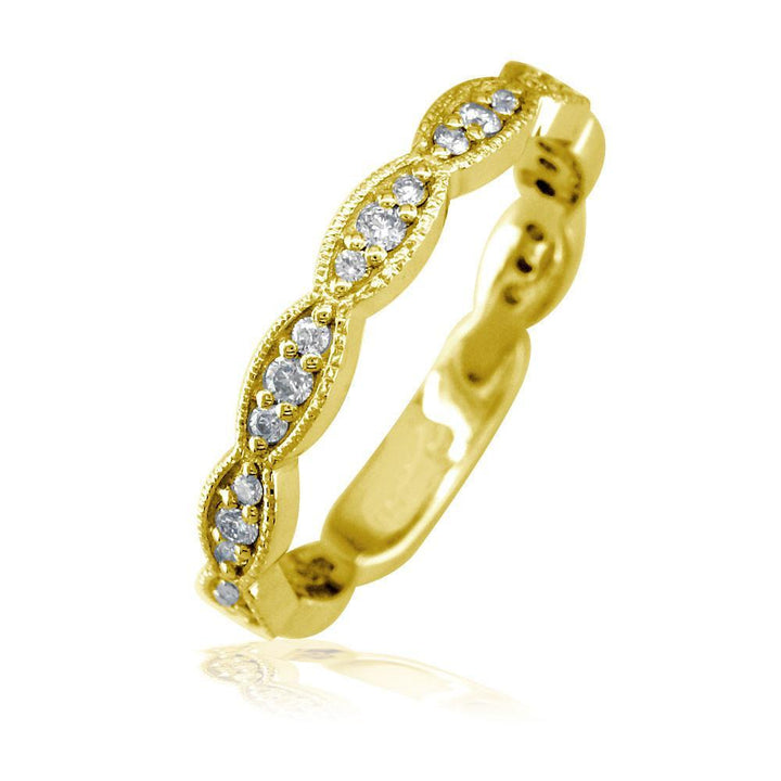 Round Diamonds Scalloped Wedding Band, 0.32CT in 14k Yellow Gold