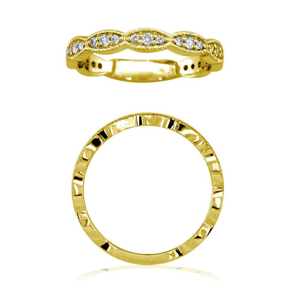 Round Diamonds Scalloped Wedding Band, 0.32CT in 14k Yellow Gold