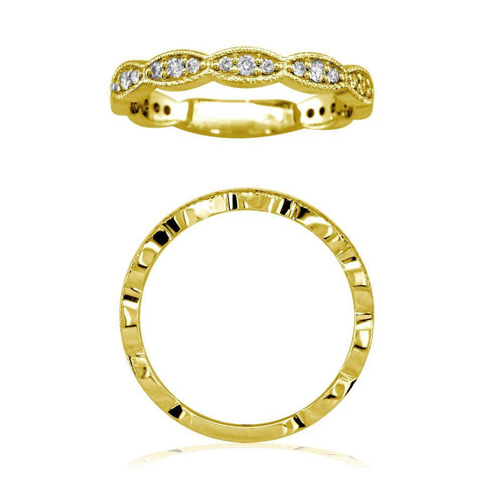 Round Diamonds Scalloped Wedding Band, 0.32CT in 14k Yellow Gold