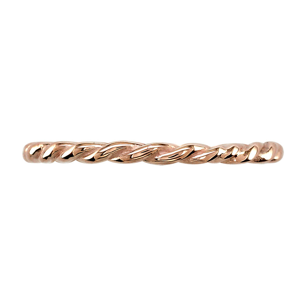 Stackable Rope Ring, 1.8mm in 14k Pink, Rose Gold - Size 3.5 to 7