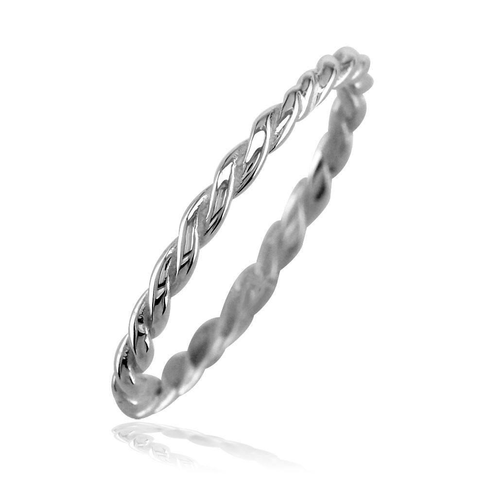 Stackable Rope Ring, 1.8mm in Sterling Silver - Size 3.5 to 7