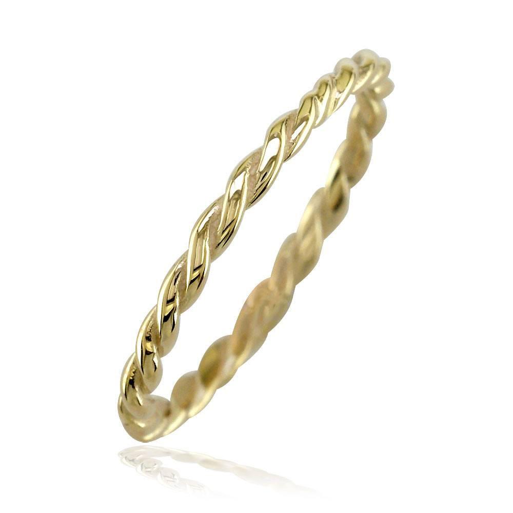 Stackable Rope Ring, 1.8mm in 14k Yellow Gold - Size 3.5 to 7