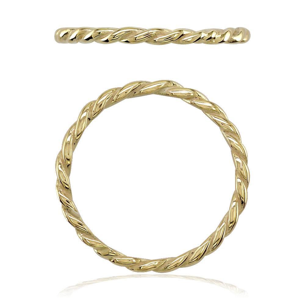 Stackable Rope Ring, 1.8mm in 14k Yellow Gold - Size 3.5 to 7