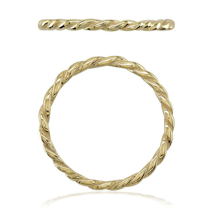 Stackable Rope Ring, 1.8mm in 14k Yellow Gold - Size 3.5 to 7