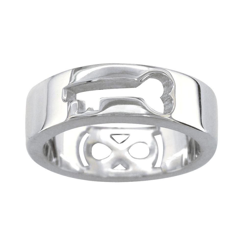 Infinity and Key Wedding Band, 6mm, Sizes 8.5 to 13.5 in 14k White Gold