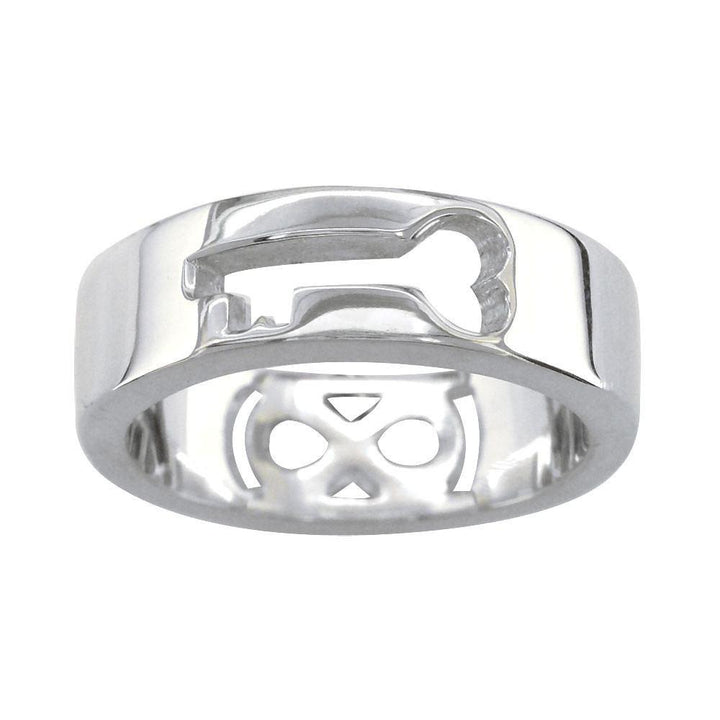 Infinity and Key Wedding Band, 6mm, Sizes 8.5 to 13.5 in 14k White Gold