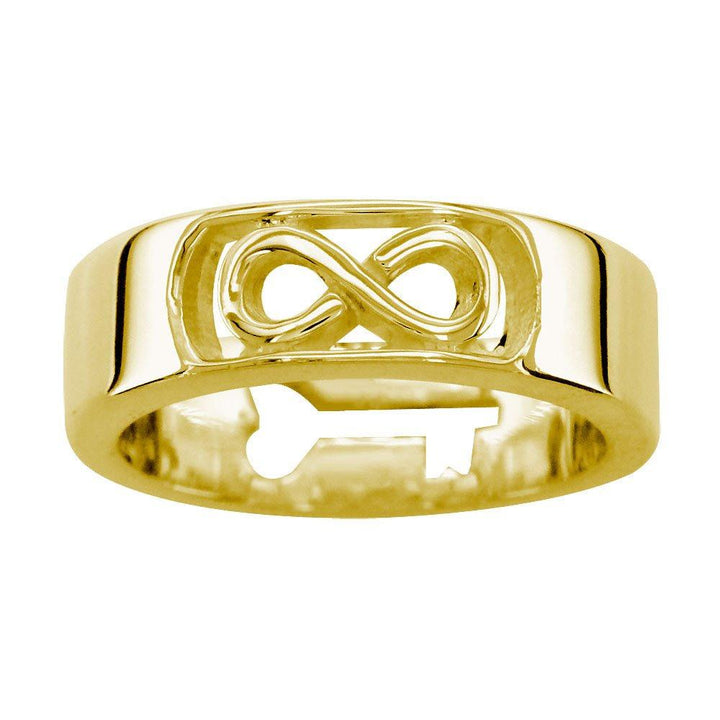 Infinity and Key Wedding Band, 6mm, Sizes 3.5 to 8 in 14k Yellow Gold