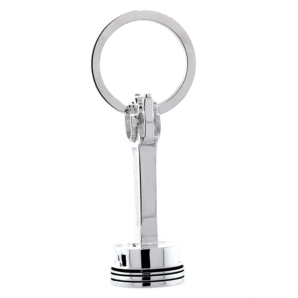 Large Solid Movable Engine Piston Pendant Keychain in Sterling Silver
