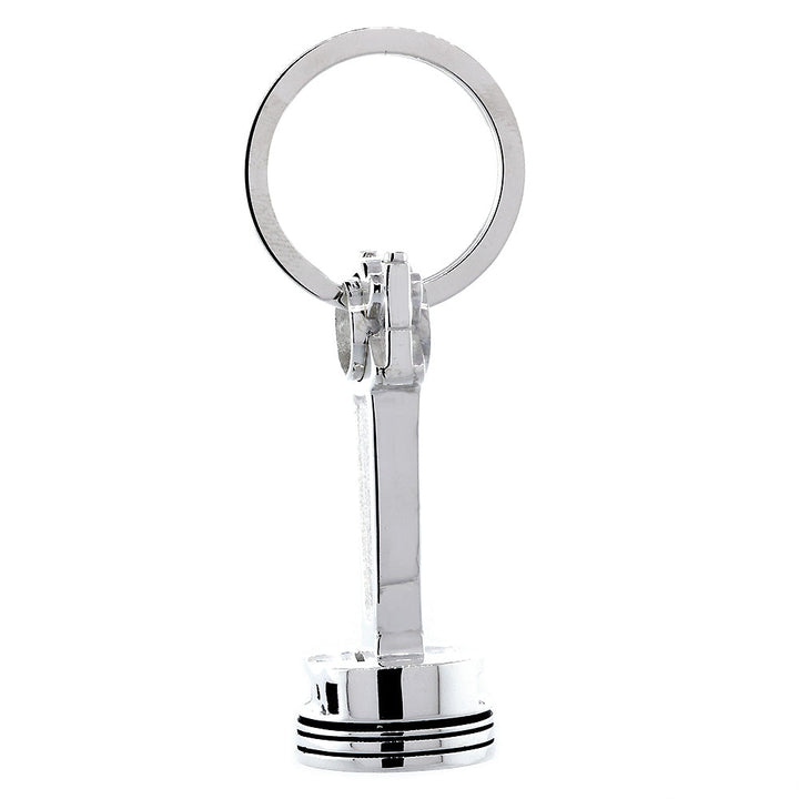 Large Solid Movable Engine Piston Pendant Keychain in Sterling Silver