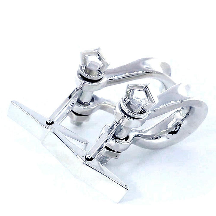 Large Hardware Shackle Cuff Links in Sterling Silver