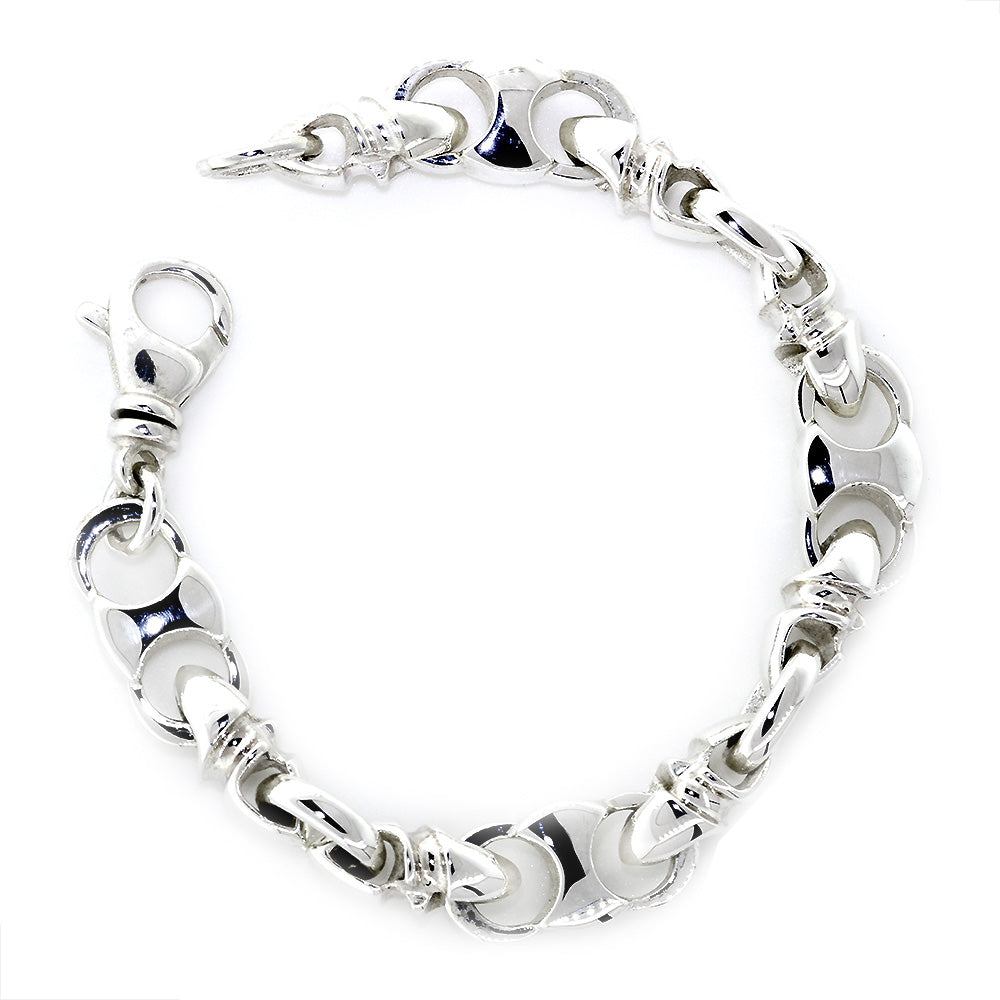 Mens Hardcore Metal Links Bracelet, 8.5 Inches in Sterling Silver