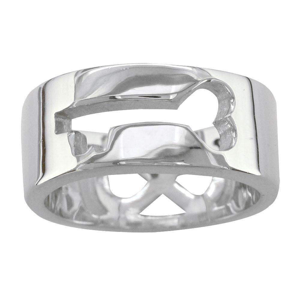 Wide Infinity and Key Wedding Band, 8.5mm, Sizes 3.5 to 8 in Sterling Silver
