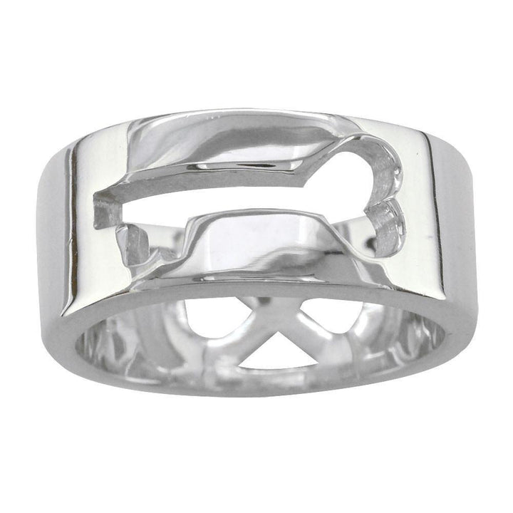Wide Infinity and Key Wedding Band, 8.5mm, Sizes 3.5 to 8 in 14k White Gold