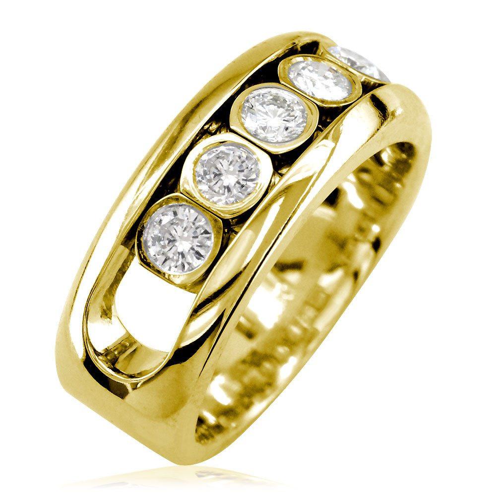 Diamonds in Motion Mens Wedding Band, 0.80CT in 14k Yellow Gold