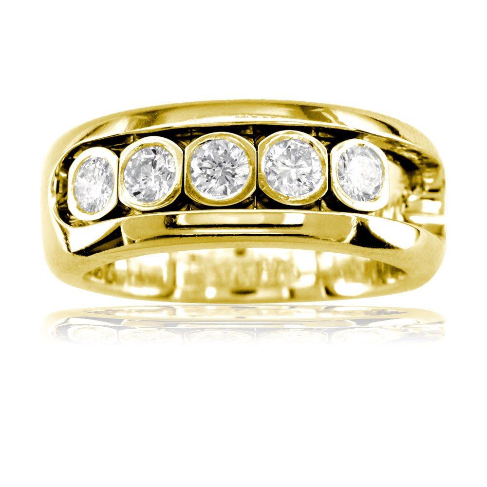 Diamonds in Motion Mens Wedding Band, 0.80CT in 14k Yellow Gold