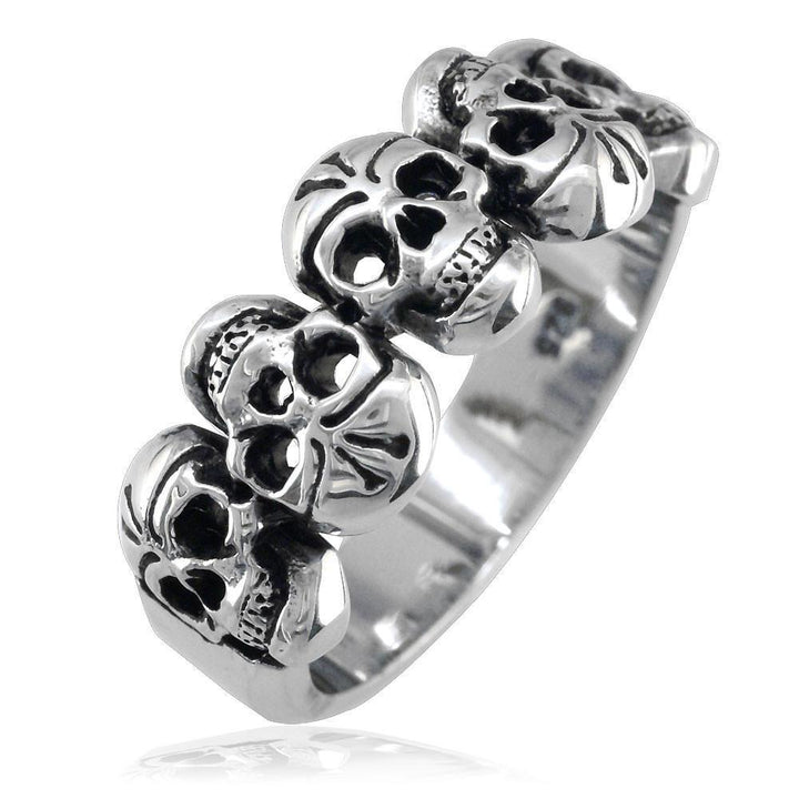 5 Skulls Band Sterling Silver