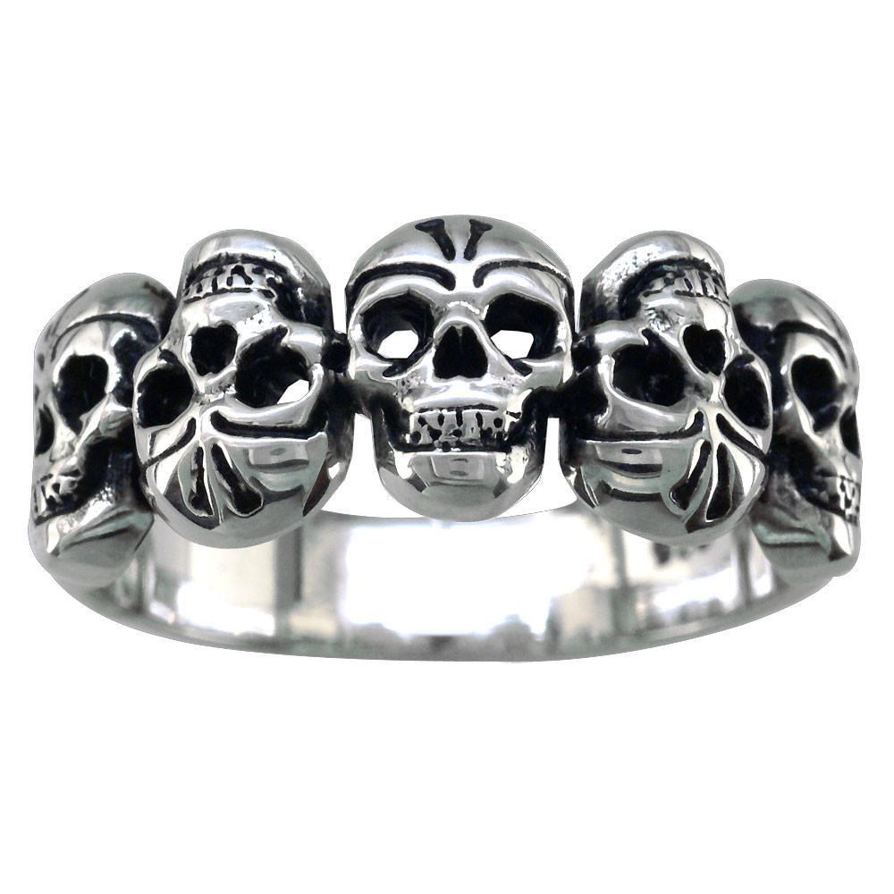 5 Skulls Band Sterling Silver