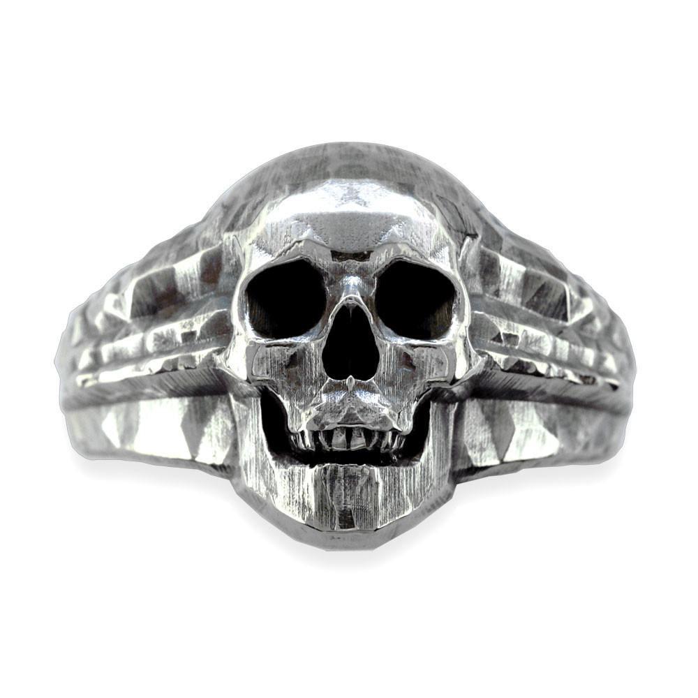 Skull Ring with Black Finish, 17mm, Sterling Silver