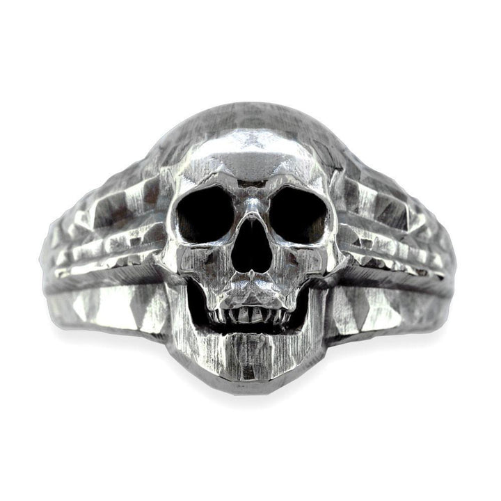 Skull Ring with Black Finish, 17mm, Sterling Silver