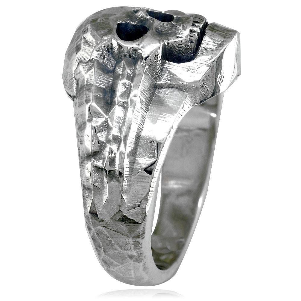 Skull Ring with Black Finish, 17mm, Sterling Silver