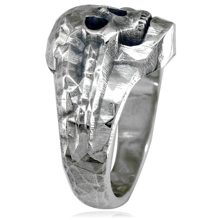 Skull Ring with Black Finish, 17mm, Sterling Silver
