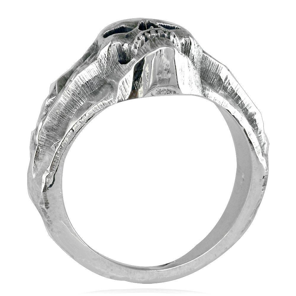 Skull Ring with Black Finish, 17mm, Sterling Silver