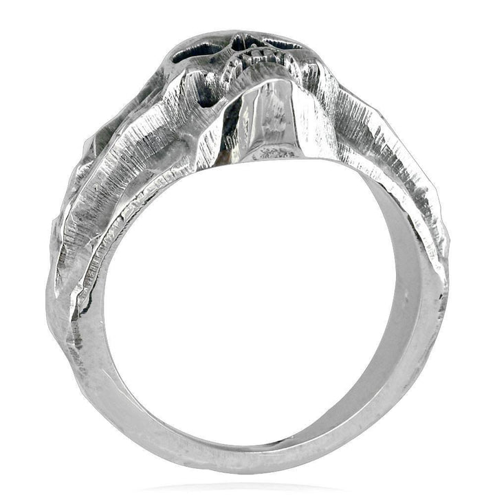 Skull Ring with Black Finish, 17mm, Sterling Silver