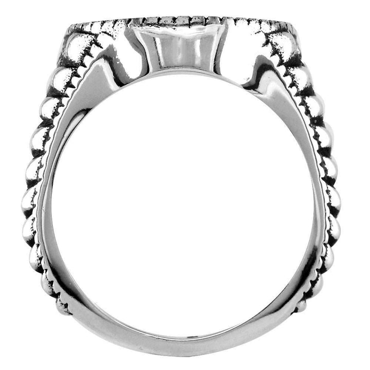 Alcoholics Anonymous AA Sobriety Ring with Cubic Zirconias, Reptile Texture, and Black in Sterling Silver
