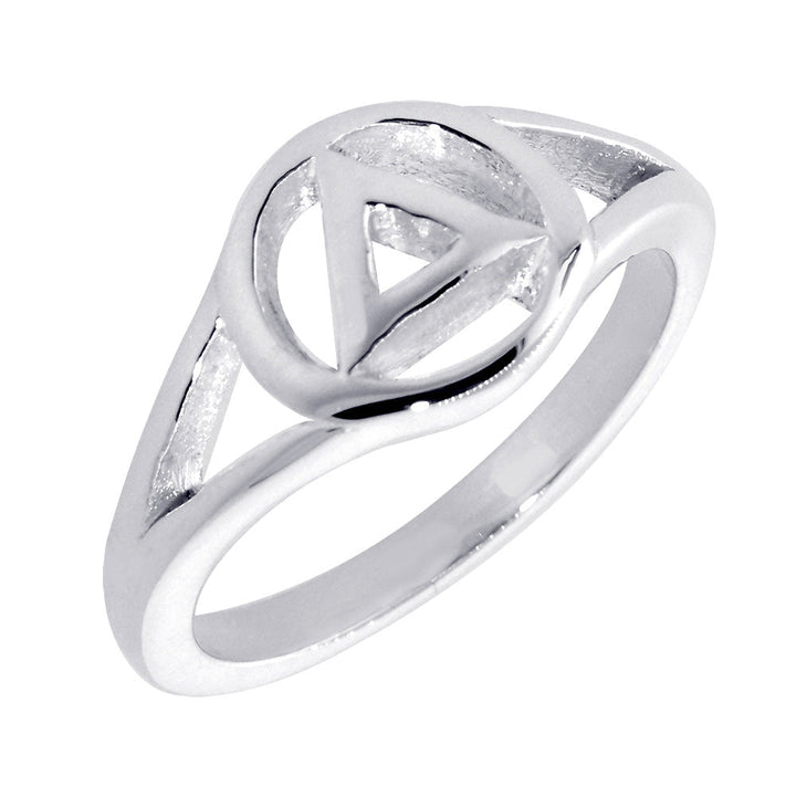 10mm Wide Alcoholics Anonymous AA Sobriety Ring in 14k White Gold