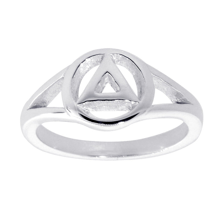 10mm Wide Alcoholics Anonymous AA Sobriety Ring in 14k White Gold
