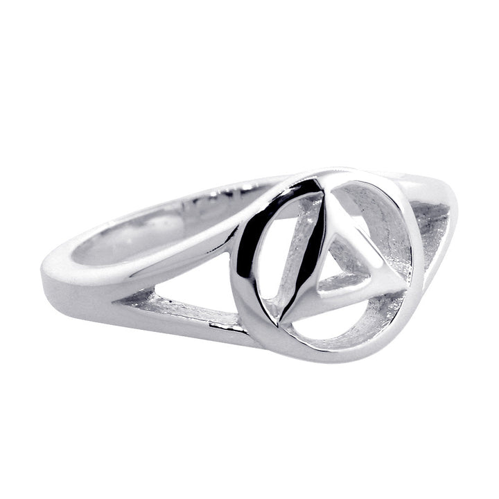 10mm Wide Alcoholics Anonymous AA Sobriety Ring in 14k White Gold