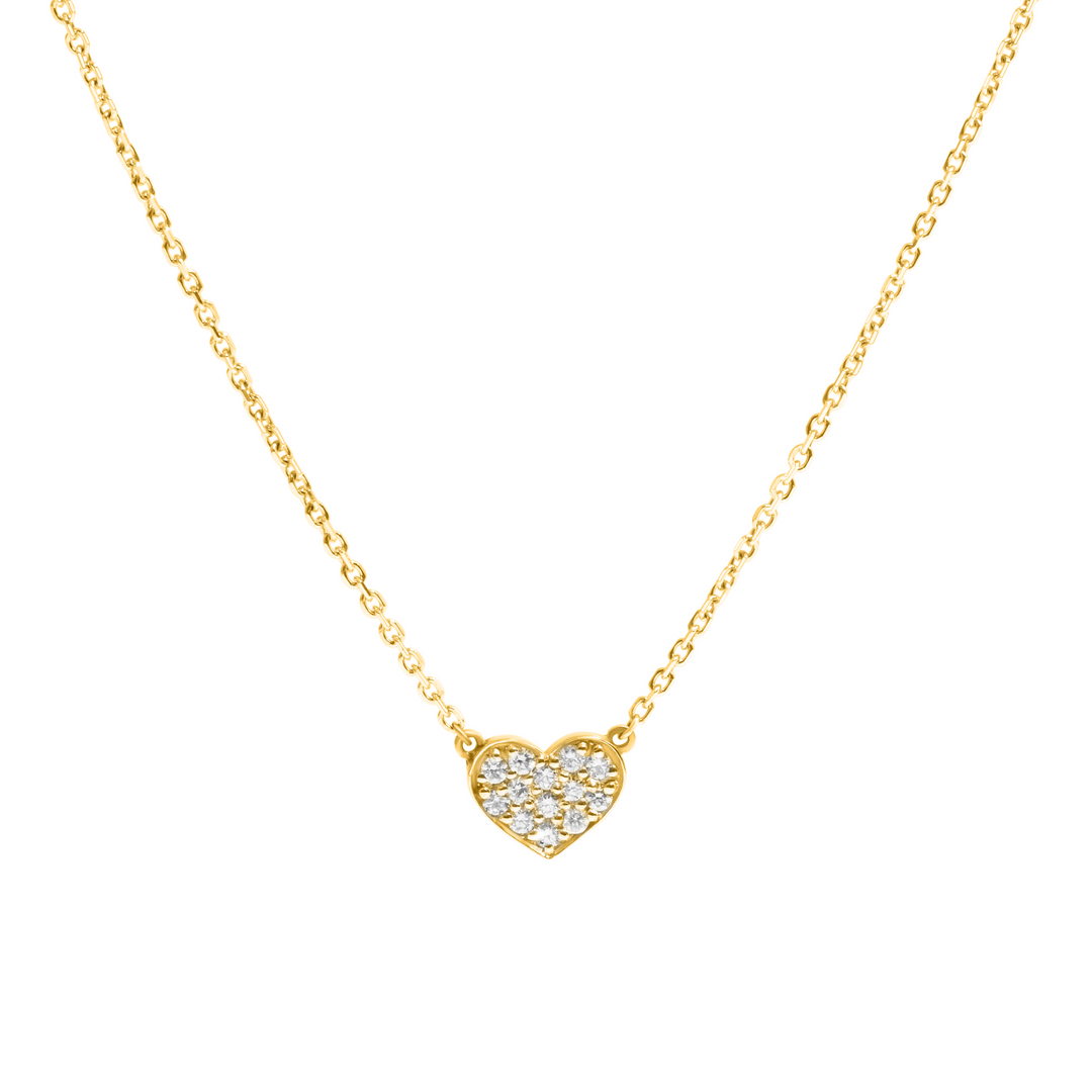 Heart Necklace, 14K Yellow Gold & Diamond Necklace