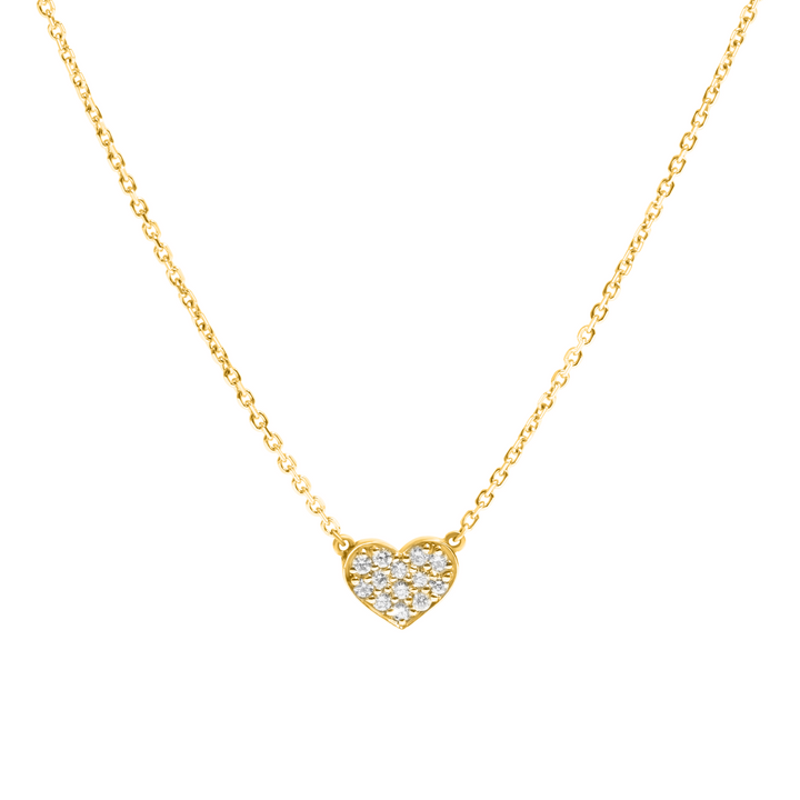 Heart Necklace, 14K Yellow Gold & Diamond Necklace