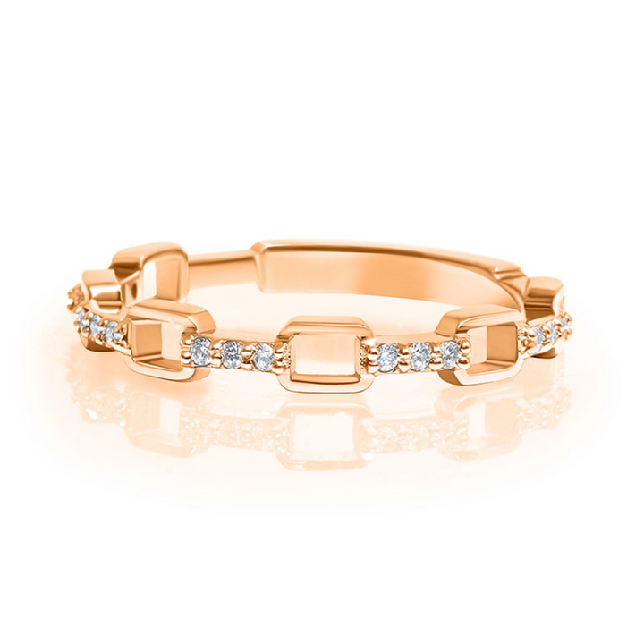 Stackable Open Rectangle and Diamond Bar Pattern, 0.17CT in 14K Pink, Rose Gold