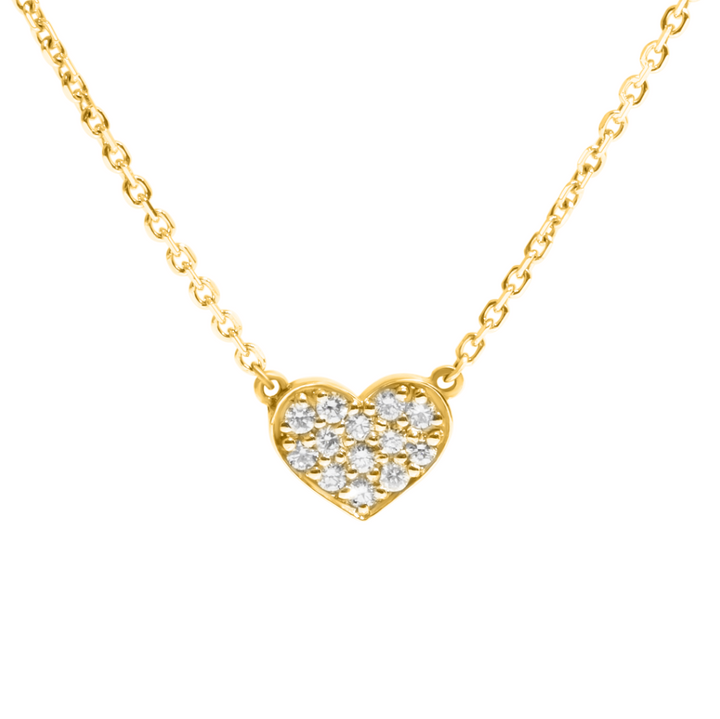 Heart Necklace, 14K Yellow Gold & Diamond Necklace