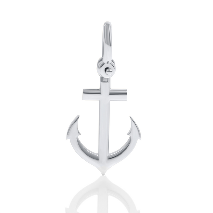 Anchor Charm - Pendant , 14K White Gold Solid Anchor Charm