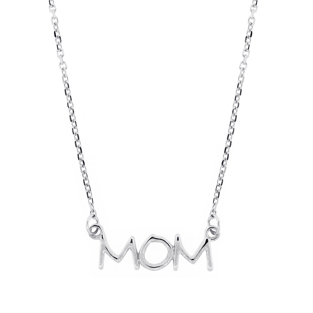 Mom Nameplate Necklace in SZIRO Print, 14k White Gold
