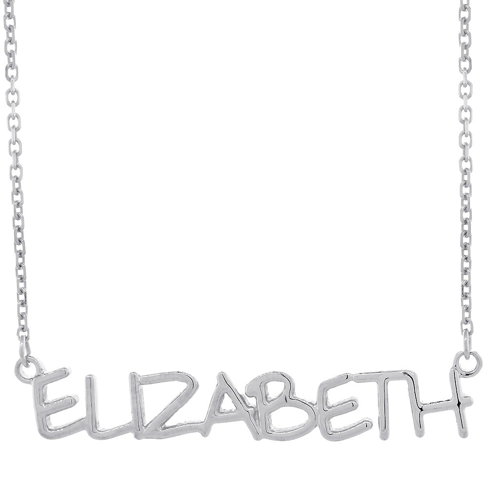 Custom, Special Nameplate Necklace in SZIRO Print, 14k White Gold