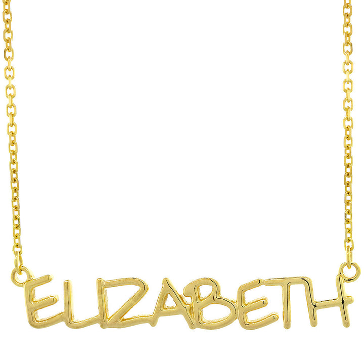 Custom, Special Nameplate Necklace in SZIRO Print, 14k Yellow Gold