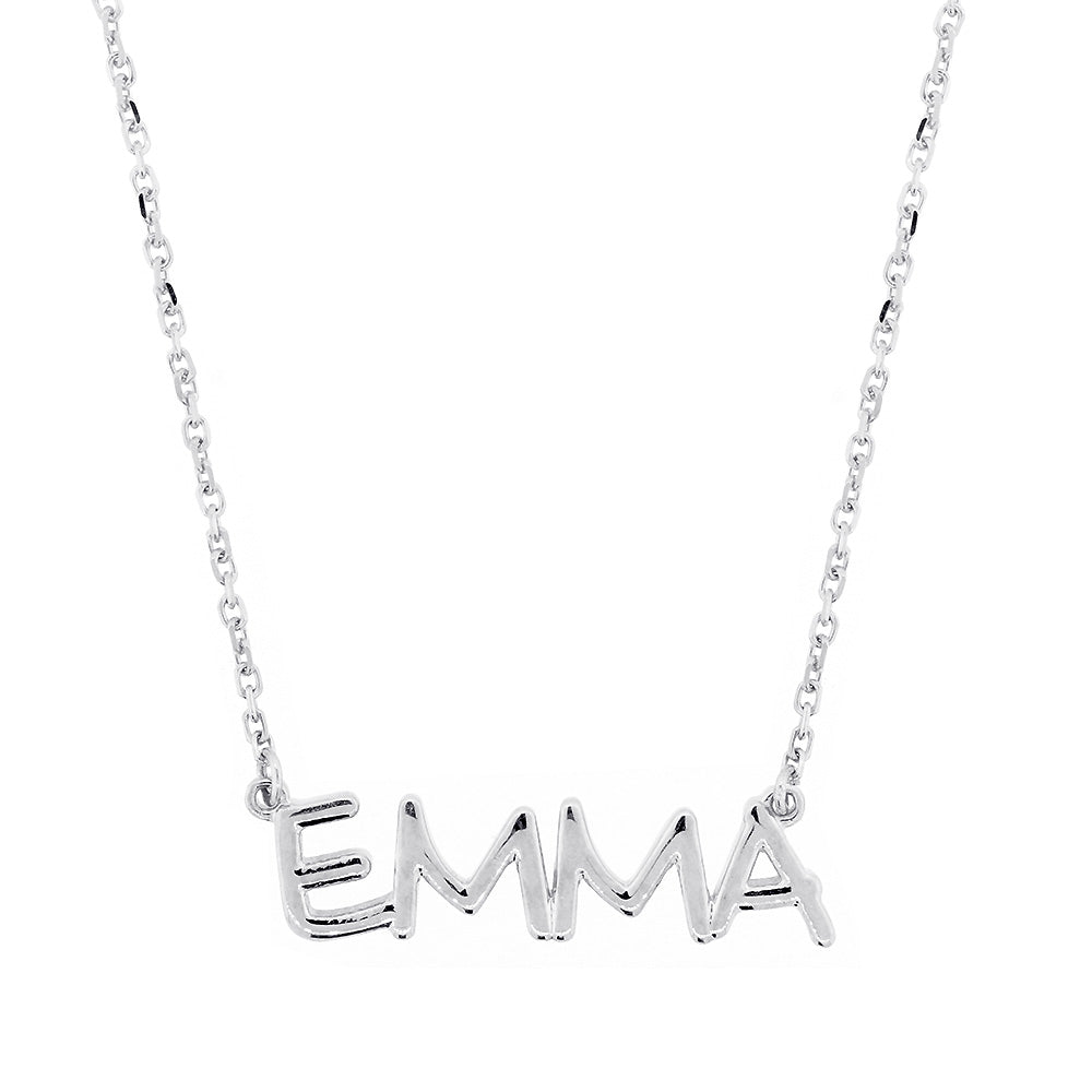 Custom, Special Nameplate Necklace in SZIRO Print, 14k White Gold