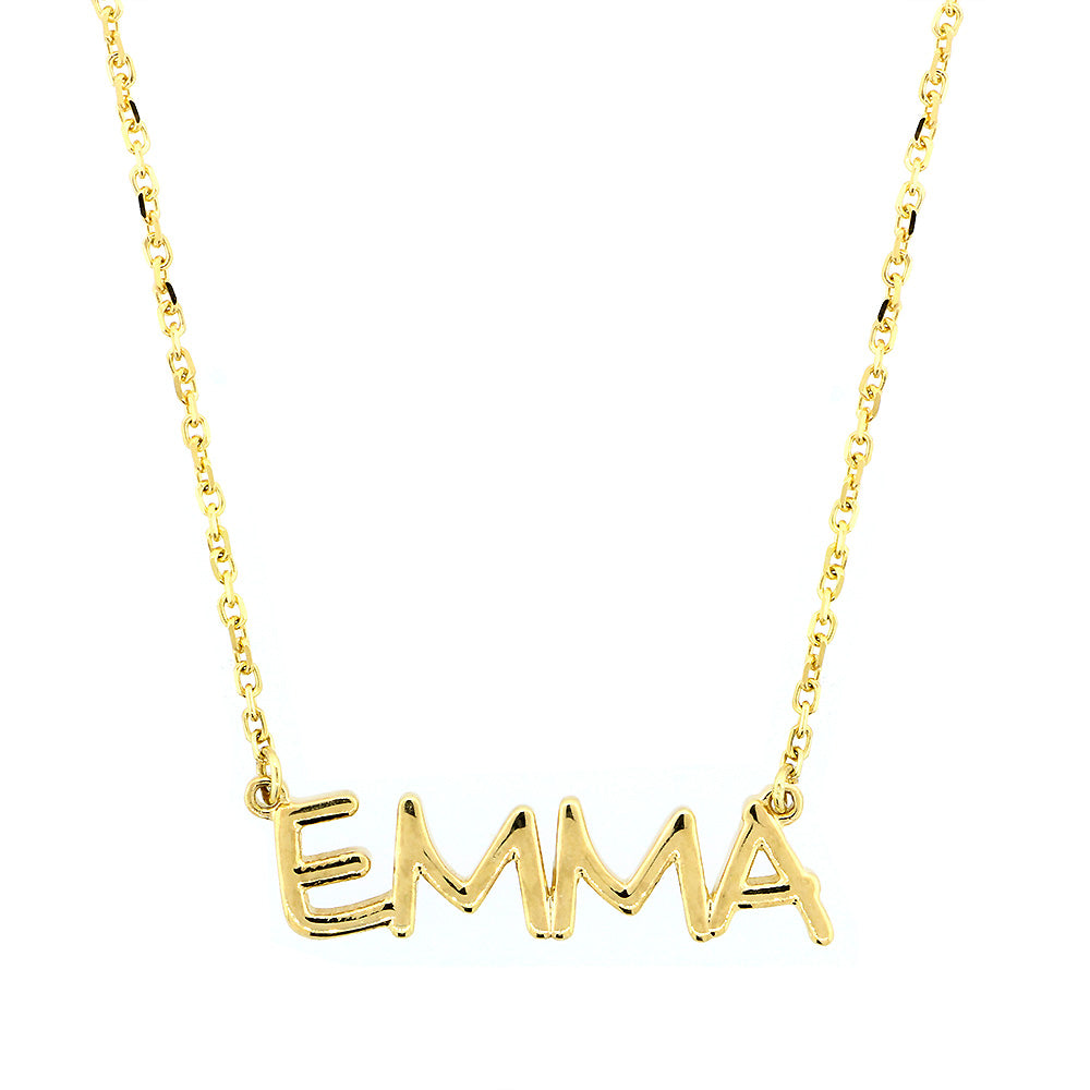 Custom, Special Nameplate Necklace in SZIRO Print, 14k Yellow Gold